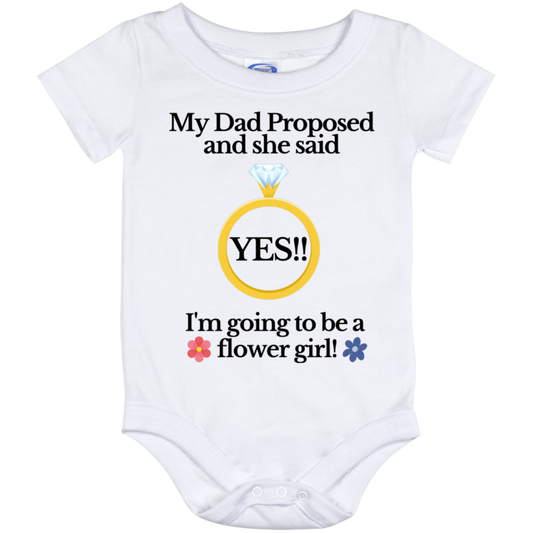 yes dad flower girl white Baby Onesie 12 Month