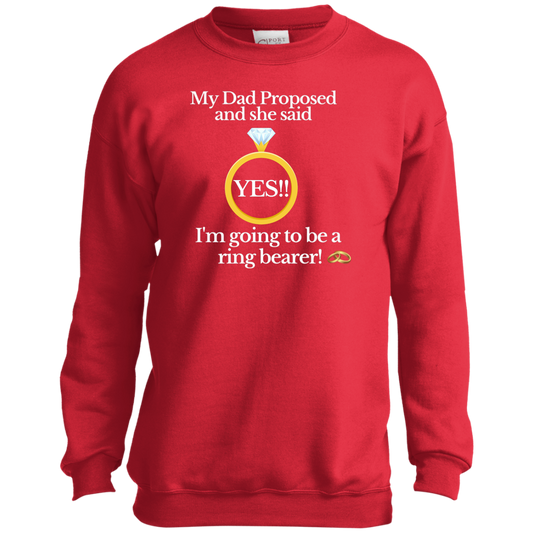 yes dad ring bearer black Youth Crewneck Sweatshirt