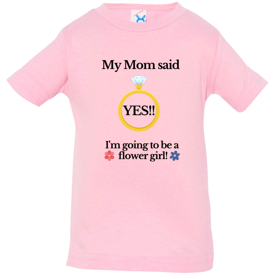 yes mom flower girl white Black Font Infant Jersey T-Shirt