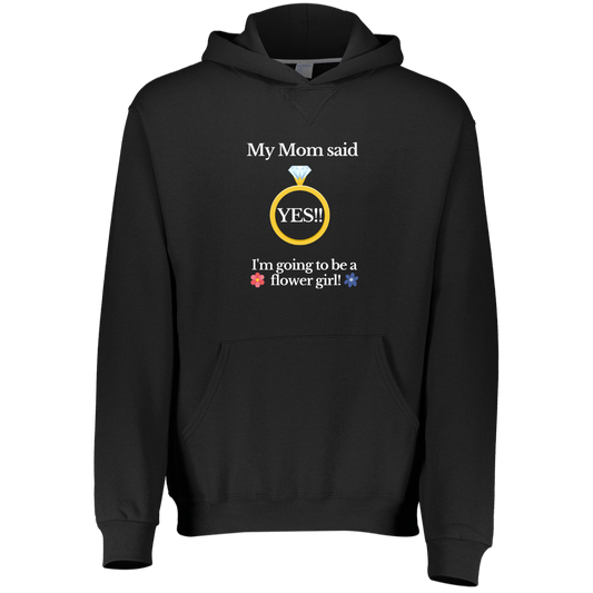 yes mom flower girl black Youth Dri-Power Fleece Hoodie