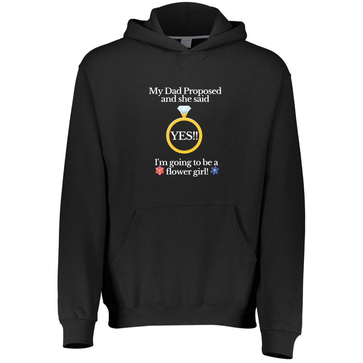 yes dad flower girl black Youth Dri-Power Fleece Hoodie