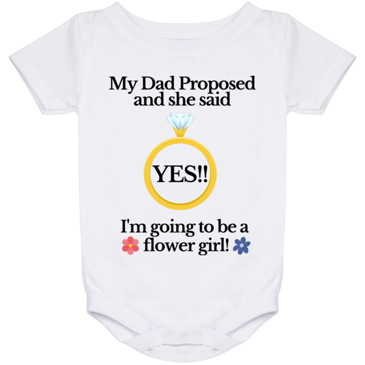 yes dad flower girl white Baby Onesie 24 Month