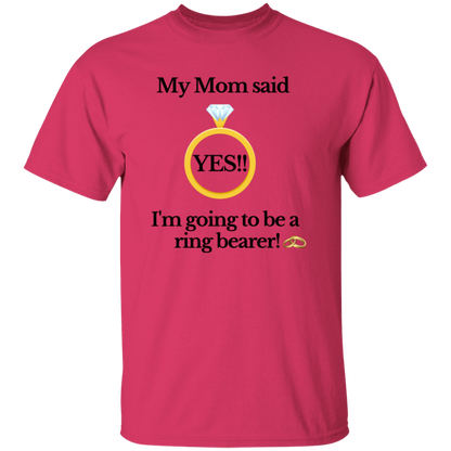 yes mom ring bearer white Youth Black Font 100% Cotton T-Shirt