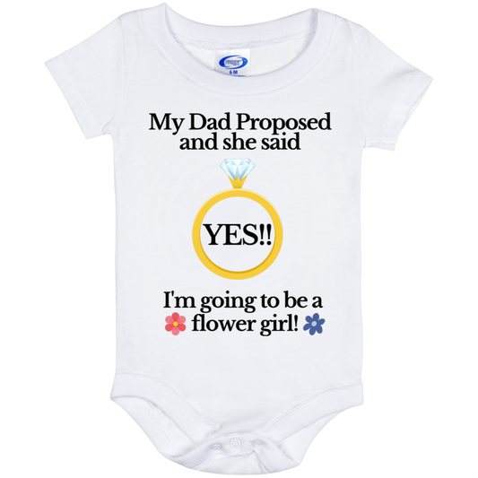 yes dad flower girl white Baby Onesie 6 Month