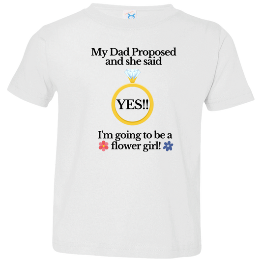 yes dad flower girl white Black Font Toddler Jersey T-Shirt