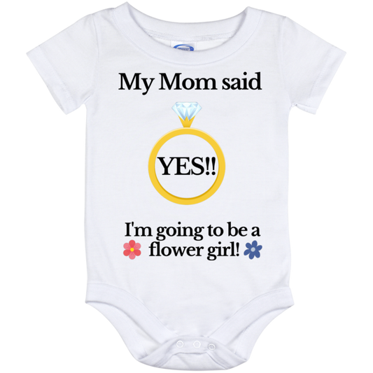 yes mom flower girl white Baby Onesie 12 Month