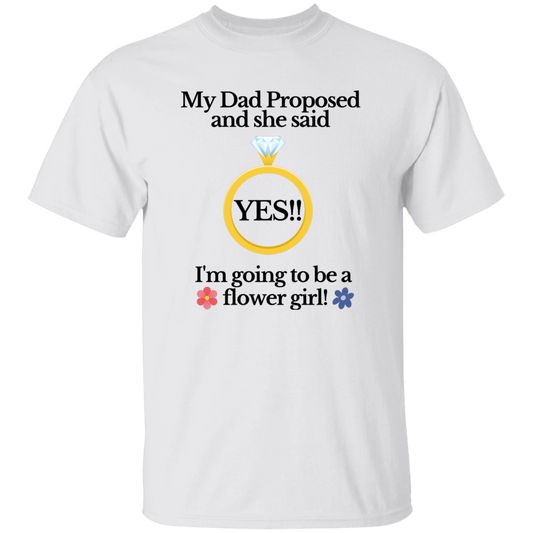 yes dad flower girl white Youth Black Font 100% Cotton T-Shirt